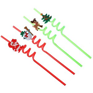 Canudo Espiral Divertido Natal - 4 Un