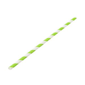 Canudo de Papel Listrado 19,5cm Verde - 12 un