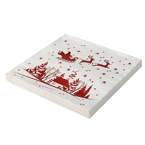 Guardanapo Folha Dupla Metalizado Renas de Natal 32x32cm - 20 un