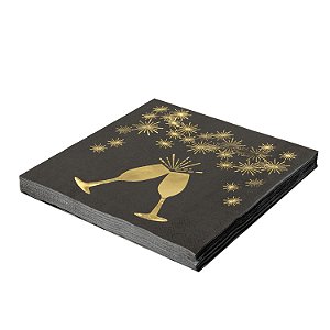 Guardanapo Folha Dupla Metalizado Brinde Natal Dourado 32x32cm - 20 un