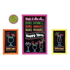 Quadro com Moldura Drink Neon - 3 Un