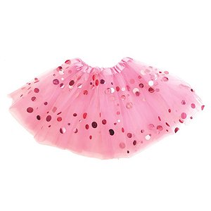 Saia de Tule Bolinhas Rosa Claro Infantil - 1 unidade