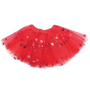 Saia de Tule Bolinhas Vermelho Infantil - 1 un