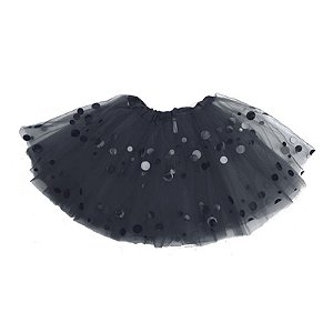 Saia de Tule Bolinhas Preto Adulto - 1 unidade