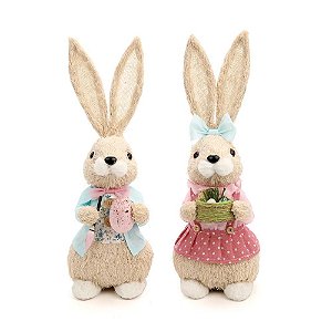 Casal Coelhos Decorativos Coloridos (Riviera) - 2 Un
