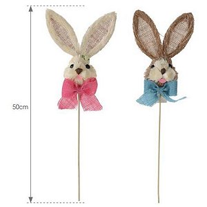 Enfeite Páscoa Carinha De Coelho Laço Sortido 50cm - 1 Un