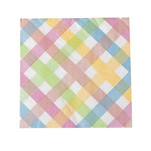 Guardanapo Folha Dupla Estampado Xadrez Colorido 32x32cm - 20 Un