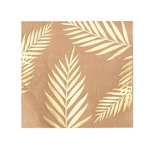 Guardanapo Folha Dupla Estampado Kraft Metalizado Folhagem 32x32cm - 20 Un