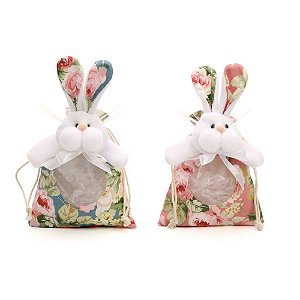 Saco Decorativo Coelho Florido Colorido (Bolsinhas) - 6 Un
