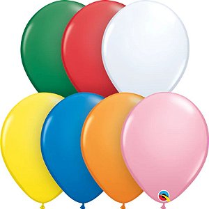 Balão Qualatex 11" - Sortido Estandarte Coração - Liso Látex - 100 Un