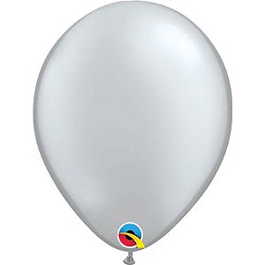 Balão Qualatex 11" - Qx Party Balloon Pkg Plain - Prata - 6 Un