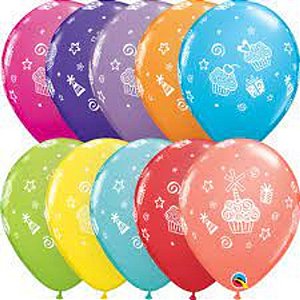 Balão Qualatex 11" - Qx Party Balloon Estampado - Cupcakes E Presentes - 6 Un