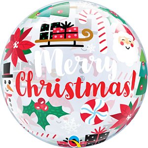 Balão Qualatex 22" - Bubble Simples - Merry Christmas!-Tudo - 1 Un