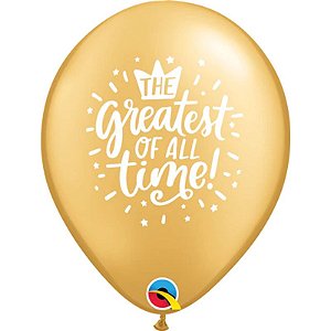 Balão Qualatex 11" - Redondo Ouro - The Greatest Of All Time! - 50 Un