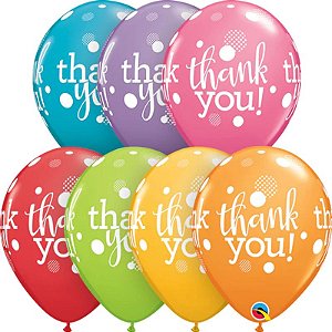 Balão Qualatex 11" - Redondo Sortido Festivo - Thank You!-Pontos Pontos - 50 Un
