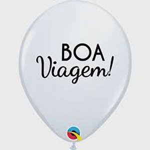 Balão Qualatex 11" - Qx Party Balloon Estampado - Boa Viagem!-Branco - 6 Un