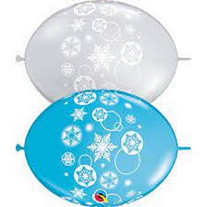 Balão Qualatex 12" - Q-Link Sortido Especial - Flocos De Neve E Círculos - 50 Un