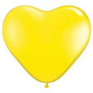 Balão Qualatex 6" - Coração Amarelo - Liso Látex - 100 Un