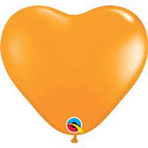Balão Qualatex 6" - Coração Laranja - Liso Látex - 100 Un