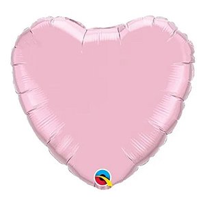 Balão Qualatex 09" - Coração - Rosa Perolado Metalizado Liso - 1 Un