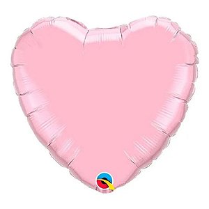 Balão Qualatex 04" - Coração - Rosa Perolado Metalizado Liso - 1 Un