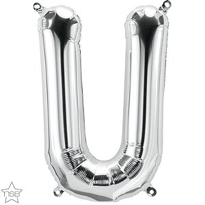 Balão Qualatex 16" - Letra - U Prata - 1 Un