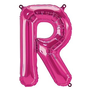 Balão Qualatex 16" - Letra - R Magenta - 1 Un