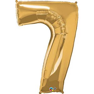 Balão Qualatex 34" - Número Sete Ouro - 1 Un