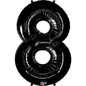 Balão Qualatex 34" - Número Oito Preto Onix - 1 Un