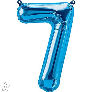Balão Qualatex 16" - Número - 7 Azul - 1 Un