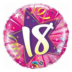 Balão Qualatex 18" - Redondo - 18-Estrela Brilhante Rosa - 1 Un
