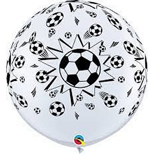 Balão Qualatex 3" - Redondo Branco - Bolas De Futebol - 2 Un