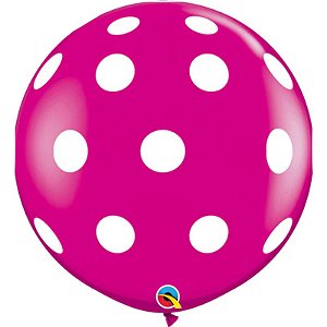 Balão Qualatex 3" - Redondo Cereja Intenso - Pontos Polka Grandes - 2 Un