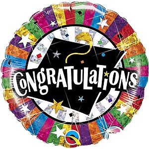 Balão Qualatex 18" - Redondo Hol - Congratulations-Graduado - 1 Un