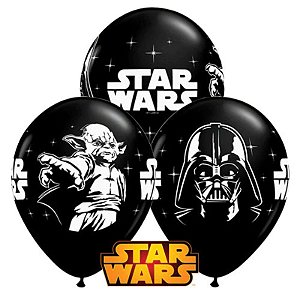 Balão Qualatex 11" - Redondo Preto Onix - Star Wars - 25 Un