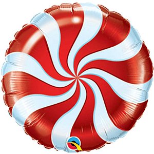 Balão Qualatex 09" - Redondo Solto - Bala Espiralada Vermelha - 1 Un