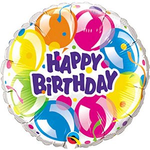 Balão Qualatex 09" - Redondo Solto - Birthday-Balões Brilhantes - 1 Un