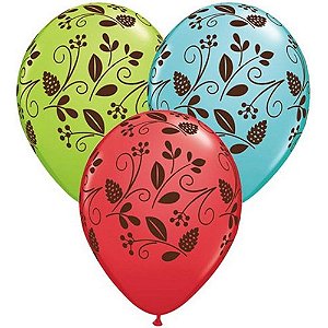 Balão Qualatex 11" - Redondo Sortido Especial - Folhagem Do Bosque A-R - 50 Un
