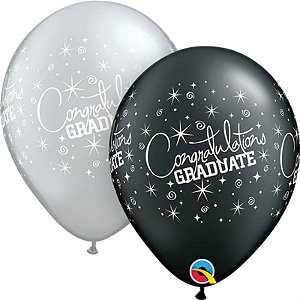 Balão Qualatex 11" - Redondo Sortido Especial - Congratulations Graduate - 50 Un