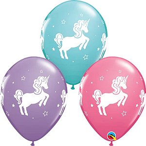 Balão Qualatex 11" - Redondo Sortido Especial - Unicórnio Rampante - 50 Un