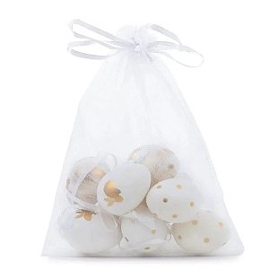 Saco com Ovos Codorna Sortido Branco e Ouro - 9 Un