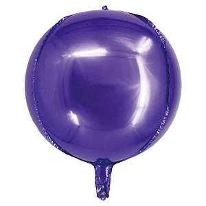 Balão Metalizado Redondo 4D Roxo 20" - Silver Plastic - 1 Unidade