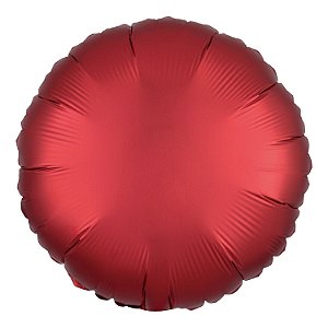 Balão Cromado Redondo com Canudo Vermelho 18" - Silver Plastic - 1 Unidade