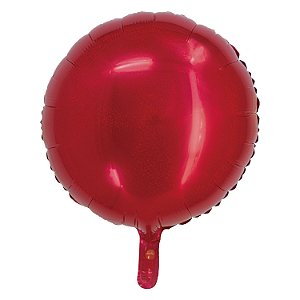 Balão Holográfico Redondo Com Canudo Vermelho 18" - Silver Plastic - 1 Unidade