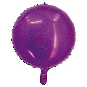 Balão Holográfico Redondo Com Canudo Pink 18" - Silver Plastic - 1 Unidade