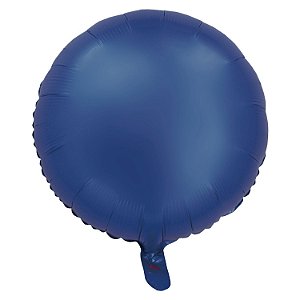 Balão Cromado Redondo com Canudo Azul 18" - Silver Plastic - 1 Unidade