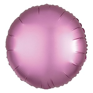Balão Cromado Redondo com Canudo Rosa 18" - Silver Plastic - 1 Unidade
