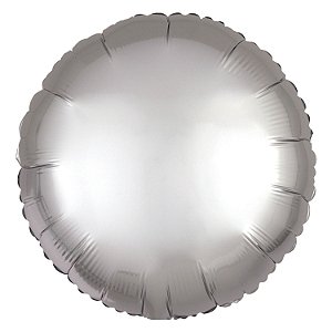 Balão Cromado Redondo com Canudo Prateado 18" - Silver Plastic - 1 Unidade