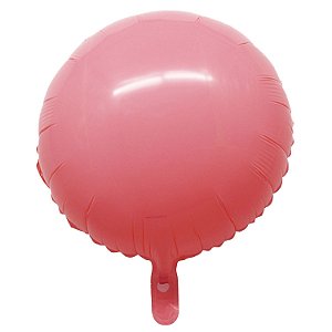 Balão Macaron Redondo com Canudo Vermelho 18" - Silver Plastic - 1 Unidade