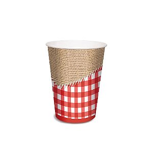 Copo Papel Xadrez Junino 240ml - 8 Un